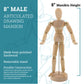 8" Wooden Male Manikin Posable Figure for Drawing (6 Pack) - Articulated Mannequin with Base and Flexible Body for Drawing The Human Figure
