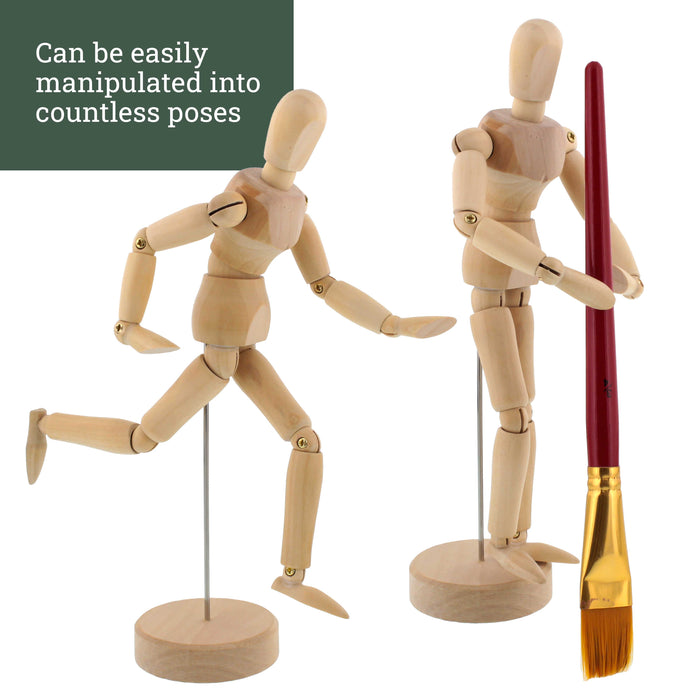 Wood 8" Artist Drawing Manikin Articulated Mannequin with Base and Flexible Body - Perfect For Drawing the Human Figure (8" Male) Pack of 6 Manikins