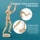 8" Wooden Male Manikin Posable Figure for Drawing (6 Pack) - Articulated Mannequin with Base and Flexible Body for Drawing The Human Figure