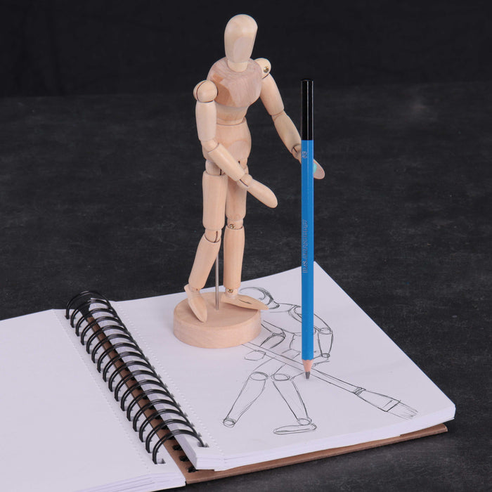 Wood 8" Artist Drawing Manikin Articulated Mannequin with Base and Flexible Body - Perfect For Drawing the Human Figure (8" Male)