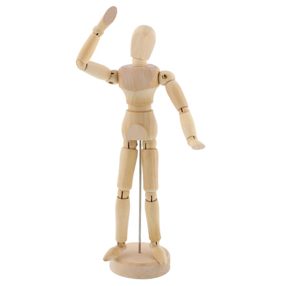 8" Wooden Male Manikin Posable Figure for Drawing - Articulated Mannequin with Base and Flexible Body for Drawing The Human Figure