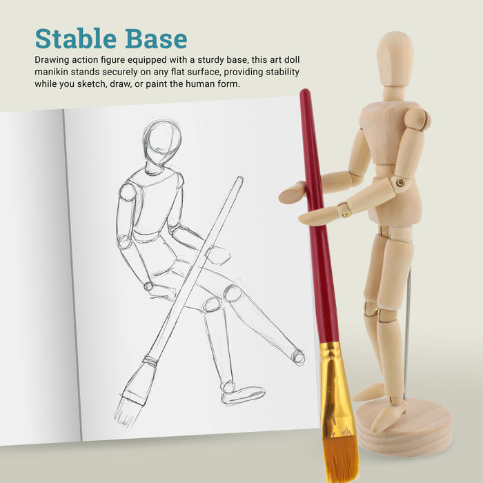 U.S. Art Supply 8" Wooden Male & Female Manikin Posable Figures for Drawing - Articulated Mannequin with Base and Flexible Body for Drawing The Human Figure
