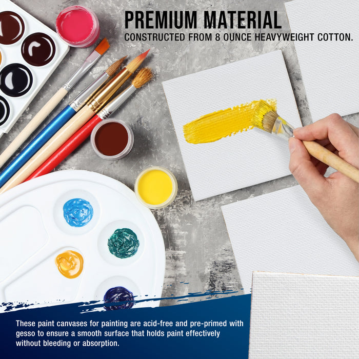 Mini Magnetic Canvas Panels, 24 Pack, 2.5x2.5 Inch, Primed 8 Ounce Heavyweight Cotton, Small Canvases for Painting Acrylic and Watercolor, White Square Flat Canvas Boards