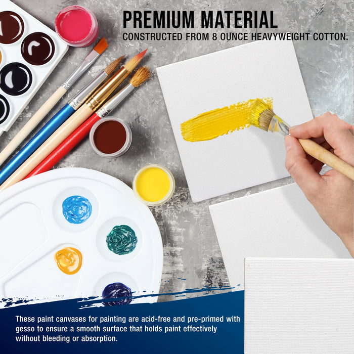 Mini Magnetic Canvas Panels, 24 Pack, 4x4 Inch, Primed 8 Ounce Heavyweight Cotton, Small Canvases for Painting Acrylic and Watercolor, White Square Flat Canvas Boards