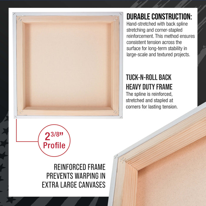 Stretched Canvas for Painting 12" x 12" Museum 2-3/8" Extra Deep Profile, 17oz Acrylic Gesso Triple Primed, Gallery-Style (2 Pack), 100% Cotton, Art Canvases for Painting, Epoxy Resin