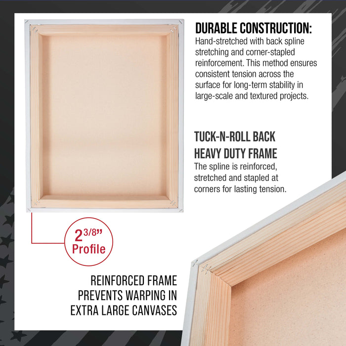 Stretched Canvas for Painting 16" x 20" Museum 2-3/8" Extra Deep Profile, 17oz Acrylic Gesso Triple Primed, Gallery-Style (2 Pack), 100% Cotton, Art Canvases for Painting, Epoxy Resin