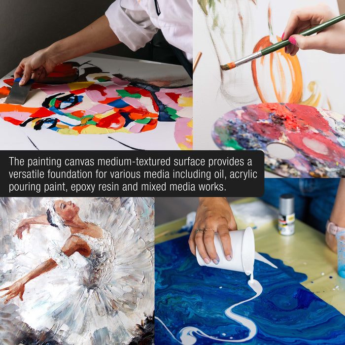 Stretched Canvas for Painting 16" x 20" Museum 2-3/8" Extra Deep Profile, 17oz Acrylic Gesso Triple Primed, Gallery-Style (2 Pack), 100% Cotton, Art Canvases for Painting, Epoxy Resin