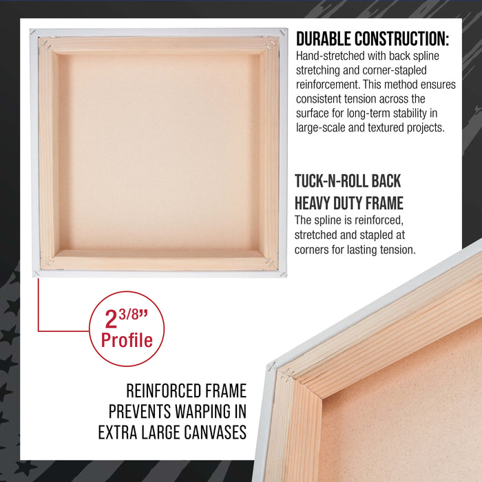 Stretched Canvas for Painting 20" x 20" Museum 2-3/8" Extra Deep Profile, 17oz Acrylic Gesso Triple Primed, Gallery-Style (2 Pack), 100% Cotton, Art Canvases for Painting, Epoxy Resin