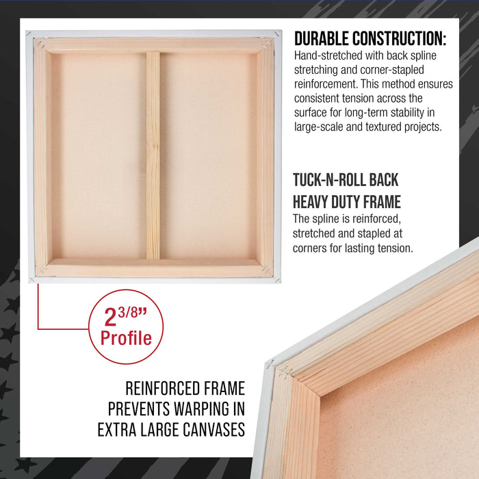 Stretched Canvas for Painting 24" x 24" Museum 2-3/8" Extra Deep Profile, 17oz Acrylic Gesso Triple Primed, Gallery-Style (2 Pack), 100% Cotton, Art Canvases for Painting, Epoxy Resin
