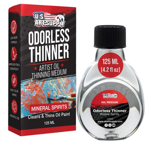 Odorless Mineral Spirits for Cleaning - 4.2oz (125ml) Highly Refined Paint Solvent, Thinner for Oil Mediums