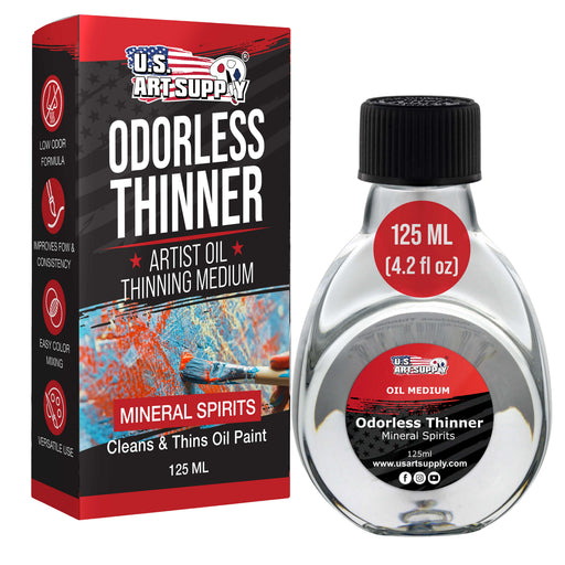 U.S. Art Supply Odorless Mineral Spirits for Cleaning - 4.2oz (125ml) Highly Refined Paint Solvent, Thinner for Oil Mediums