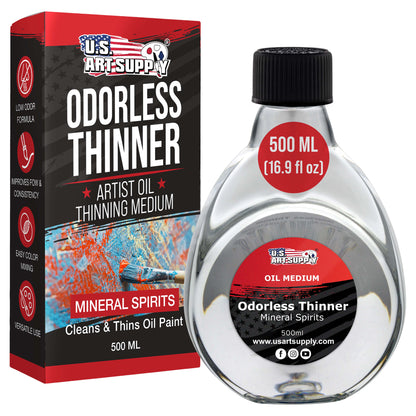 Odorless Mineral Spirits for Cleaning - 16.9oz (500ml) Highly Refined Paint Solvent, Thinner for Oil Mediums