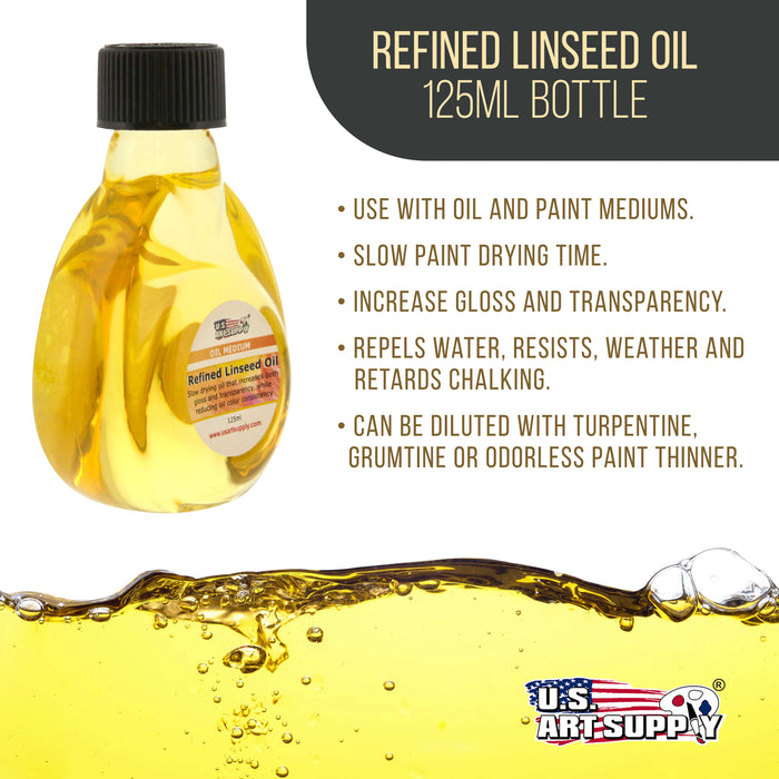 Refined Linseed Oil, 125ml / 4.2 Fluid Ounce Container