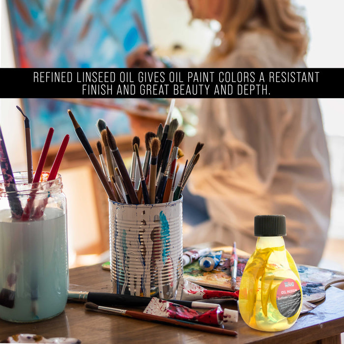 U.S. Art Supply Refined Linseed Oil, 125ml (4.2 oz) Fluid Medium - Linseed Oil for Wood, Painting Mediums & Wood Finishing