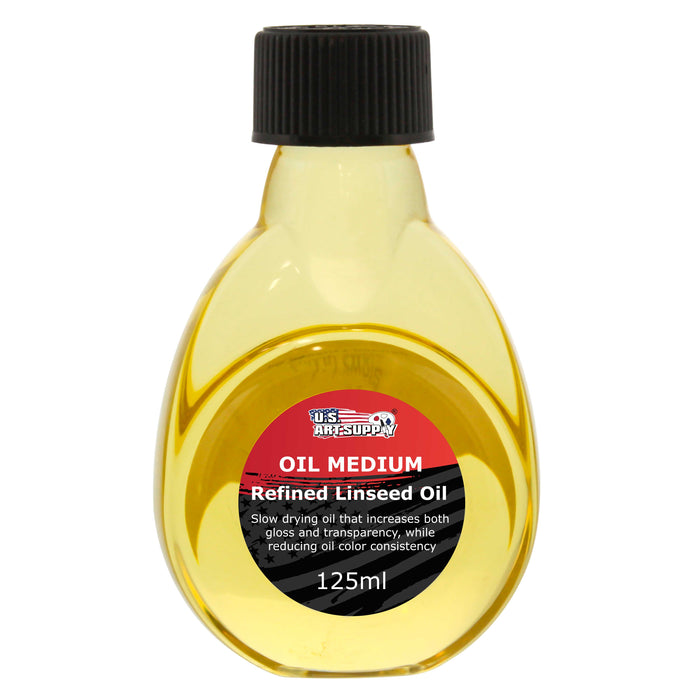 U.S. Art Supply Refined Linseed Oil, 125ml (4.2 oz) Fluid Medium - Linseed Oil for Wood, Painting Mediums & Wood Finishing