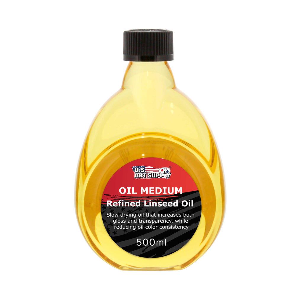 U.S. Art Supply Refined Linseed Oil, 500ml (16.9 oz) Fluid Medium - Linseed Oil for Wood, Painting Mediums & Wood Finishing