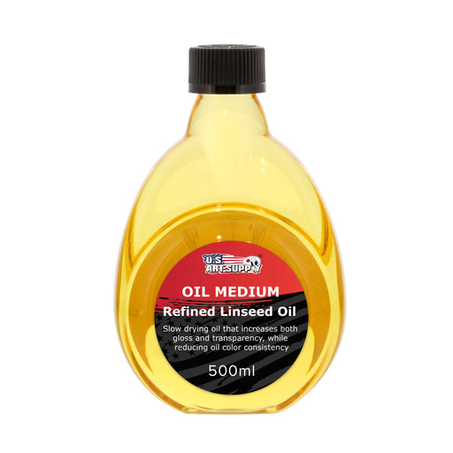 U.S. Art Supply Refined Linseed Oil, 500ml (16.9 oz) Fluid Medium - Linseed Oil for Wood, Painting Mediums & Wood Finishing