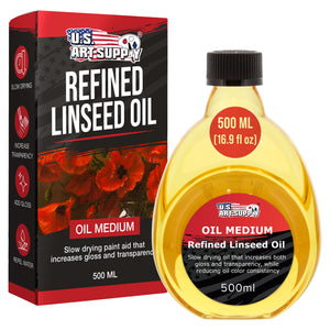 Refined Linseed Oil, 500ml (16.9 oz) Fluid Medium - Linseed Oil for Wood, Painting Mediums & Wood Finishing