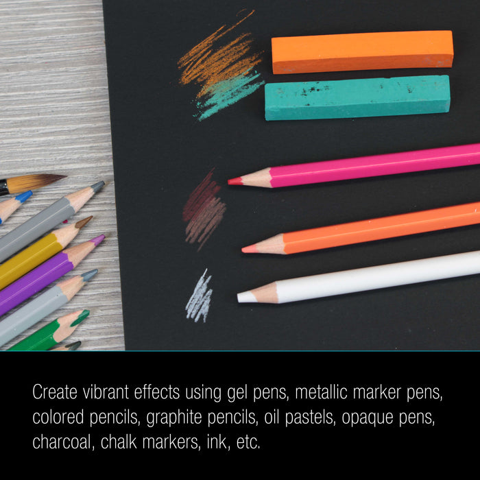 9x12" Premium Heavy-Weight Black Paper Sketchbook, 64lb (140gsm), 2 Pack, 30 Sheets, Spiral Bound, Black Paper Notebook for Colored Pencil, Markers, Oil Pastels, Chalk, Charcoal