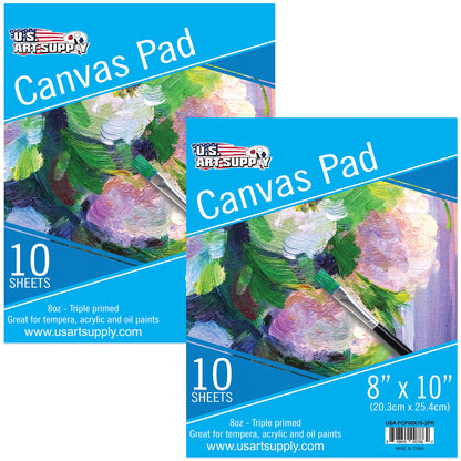 8" x 10" 10-Sheet 8-Ounce Triple Primed Acid-Free Canvas Paper Pad (Pack of 2 Pads), Canvas Paper for Acrylic Painting