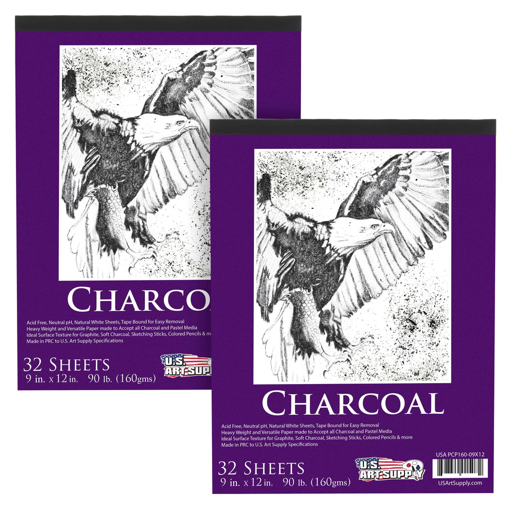 9 in. x 12 in. Premium Heavy-Weight Charcoal Paper Pad, 160gsm, 90 Pound, 32 Sheets (Pack of 2)