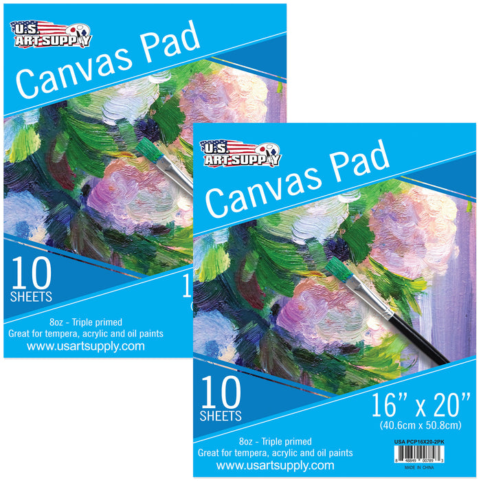 16" x 20" 10-Sheet 8-Ounce Triple Primed Acid-Free Canvas Paper Pad (Pack of 2 Pads), Canvas Paper for Acrylic Painting