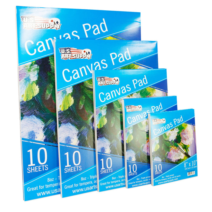 16" x 20" 10-Sheet 8-Ounce Triple Primed Acid-Free Canvas Paper Pad (Pack of 2 Pads), Canvas Paper for Acrylic Painting