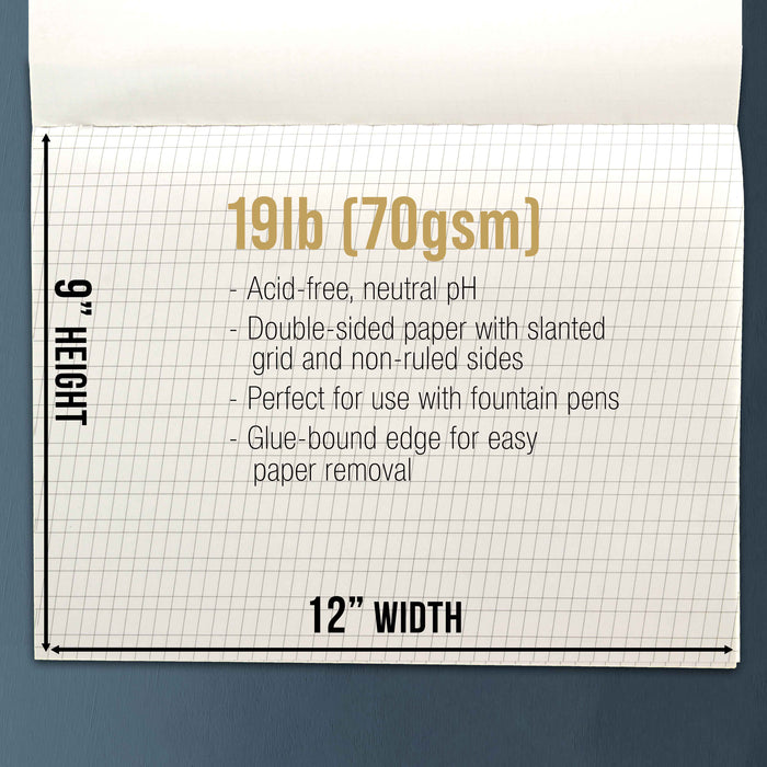 Calligraphy Practice Paper Pad (2 Pack) - 9" x 12", 19lb Bond (70gsm), Pad of 50 Sheets (100 Total) with Printed Slanted Grid - Calligraphy Practice Book for Beginners