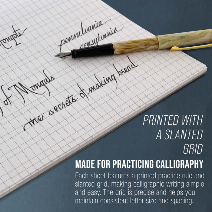 Calligraphy Practice Paper Pad (2 Pack) - 9" x 12", 19lb Bond (70gsm), Pad of 50 Sheets (100 Total) with Printed Slanted Grid - Calligraphy Practice Book for Beginners