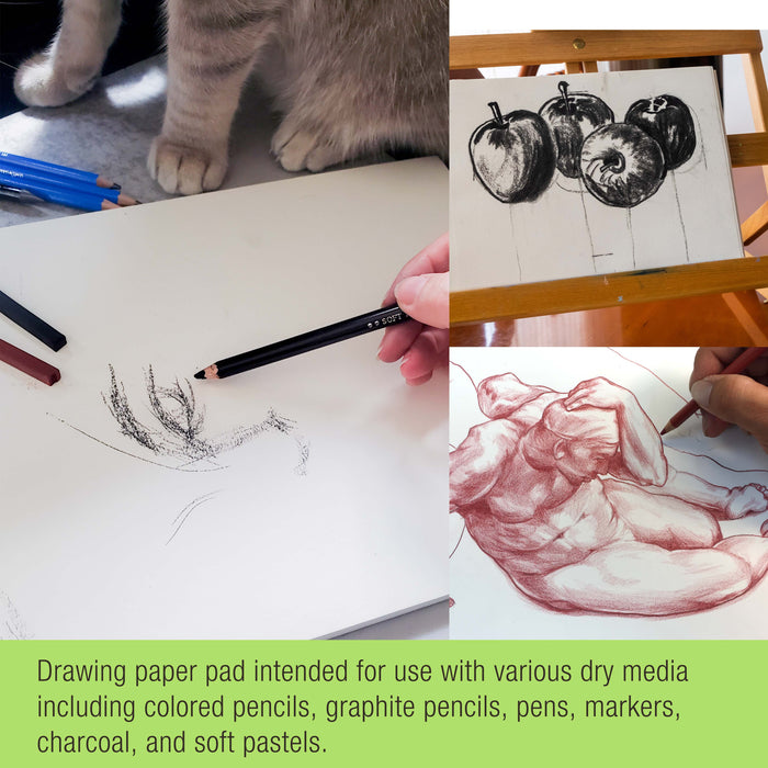 9" x 12" Premium Drawing Pad, Pack of 2 (50 Sheets Each), 60 lb (100 gsm) - Artist Sketch Book, Mixed Media Paper, Sketchbook for Drawing, Colored Pencils, Charcoal - Adults, Students