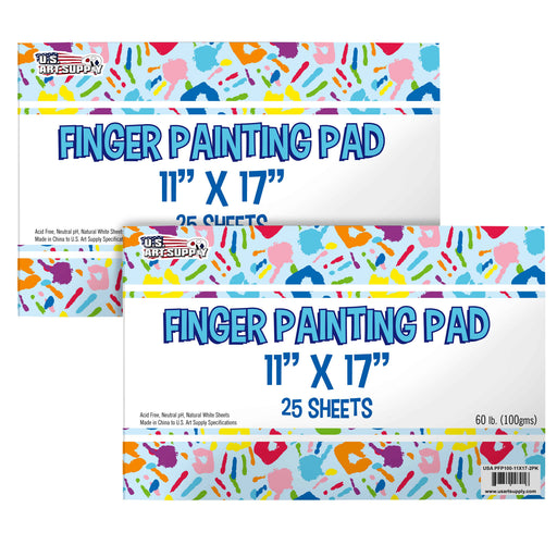 11” x 17" Large Finger Painting Pad (2 Pack, 25 Sheets Each) - 60lb (100gsm) Acid-Free Coated Sheets, Finger Paint Paper for Painting, Drawing, Crafts, Artwork