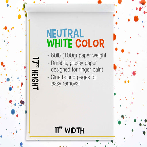 11” x 17" Large Finger Painting Pad (2 Pack, 25 Sheets Each) - 60lb (100gsm) Acid-Free Coated Sheets, Finger Paint Paper for Painting, Drawing, Crafts, Artwork - Kids, Toddlers