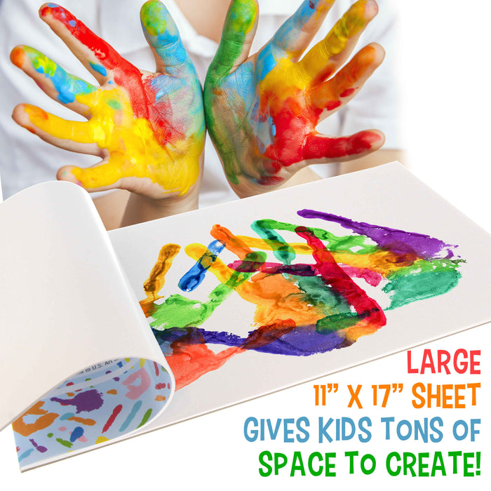 11” x 17" Large Finger Painting Pad (2 Pack, 25 Sheets Each) - 60lb (100gsm) Acid-Free Coated Sheets, Finger Paint Paper for Painting, Drawing, Crafts, Artwork