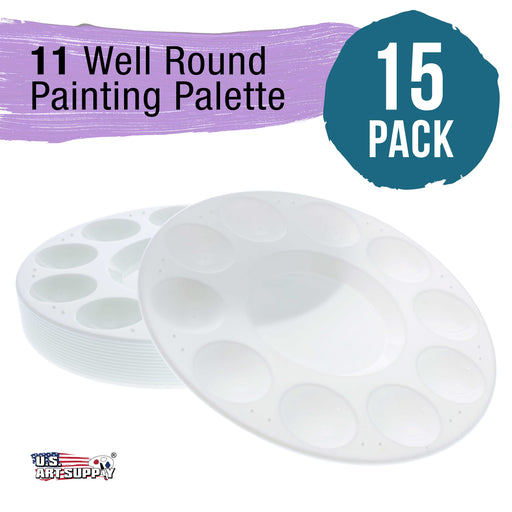 U.S. Art Supply 9 x 11.8 Clear Oval-shaped Acrylic Painting Palette (Pack of 2) - Transparent Plastic Artist Paint Color Mixing Trays - Non-Stick