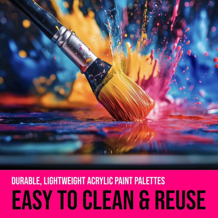 U.S. Art Supply 9" x 11.8" Clear Oval-Shaped Acrylic Painting Palette (Pack of 2) - Transparent Plastic Artist Paint Color Mixing Trays - Non-Stick