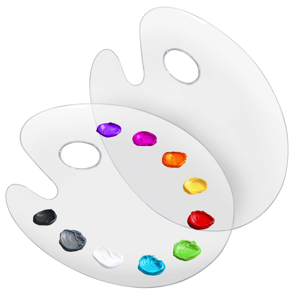 9" x 11.8" Clear Oval Acrylic Painting Palette (2-Pack) - Artists Transparent Plastic Mixing Paint Palette Tray - Non-Stick Surface for Acrylic and Oil Paint