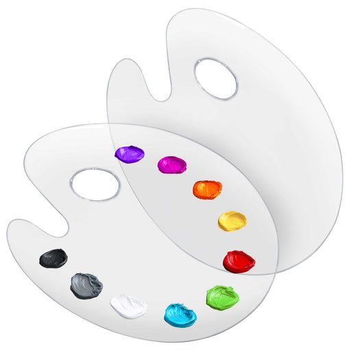 9" x 11.8" Clear Oval Acrylic Painting Palette (2-Pack) - Artists Transparent Plastic Mixing Paint Palette Tray - Non-Stick Surface for Acrylic and Oil Paint