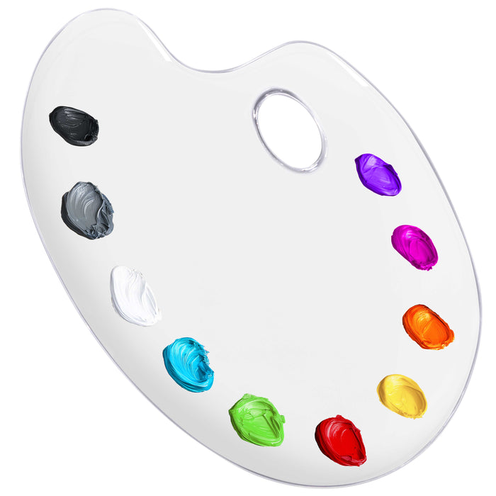 U.S. Art Supply 9.5" x 13.8" Clear Oval-Shaped Acrylic Painting Palette - Transparent Plastic Artist Paint Color Mixing Tray - Non-Stick, Easy Clean