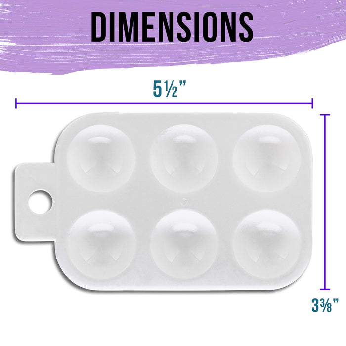 U.S. Art Supply 6-Well Plastic Rectangular Artist Painting Palette - Paint Color Mixing Tray - Kids, Students, Classroom Party, Acrylic Oil Watercolor