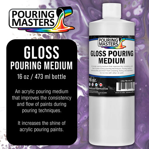 Professional Gloss Pouring Medium 16oz (Pint) - Improves Paint Flow & Cell Effects Creator, Viscosity Adjuster for Art Acrylic Painting