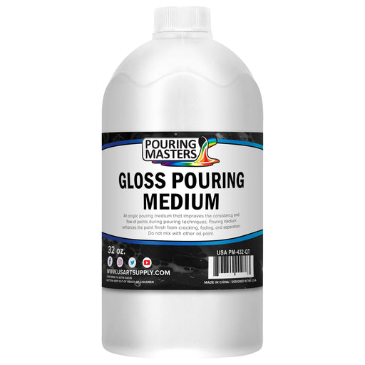 Professional Gloss Pouring Medium 32oz (Quart) - Improves Paint Flow & Cell Effects Creator, Viscosity Adjuster for Art Acrylic Painting