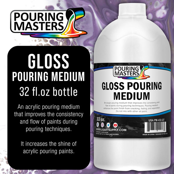Professional Gloss Pouring Medium 64oz (Half Gallon) - Improves Paint Flow & Cell Effects Creator, Viscosity Adjuster for Art Acrylic Painting