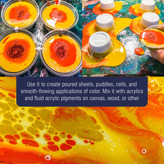 Professional Gloss Pouring Medium 64oz (Half Gallon) - Improves Paint Flow & Cell Effects Creator, Viscosity Adjuster for Art Acrylic Painting