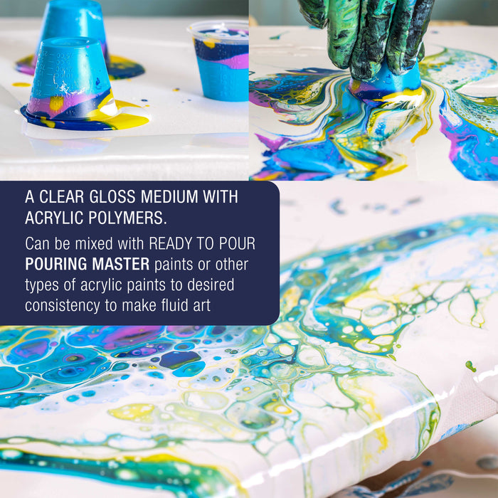 Professional Gloss Pouring Medium 64oz (Half Gallon) - Improves Paint Flow & Cell Effects Creator, Viscosity Adjuster for Art Acrylic Painting