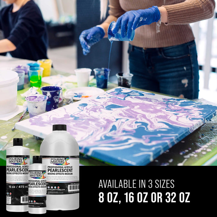 16 Oz (Pint) Acrylic Pearlescent Effects Medium - Creates Pearl Iridescent Metallic Shimmer for Fluid Art & Acrylic Painting