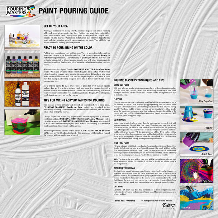 8-Color Ready-to-Pour Acrylic Pouring Paint Set, with Silicone Oil & Gloss Medium, 8oz Bottles, Pour Paint Supplies for Canvas & Crafts