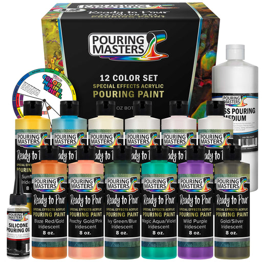 Pouring Masters 12 Color Special Effects 8-Ounce Pouring Paint Kit - Acrylic Ready to Pour Pre-Mixed Water Based for Canvas and More