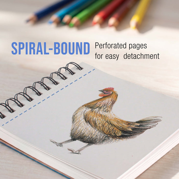 5.5 x 5.5" Mixed Media Sketchbook,3 Pack (60 Sheets), 98 lb (160 gsm) - Spiral-Bound Pad with Perforated Acid-Free Paper - Artist Sketch Book For Drawing, Painting, Watercolor