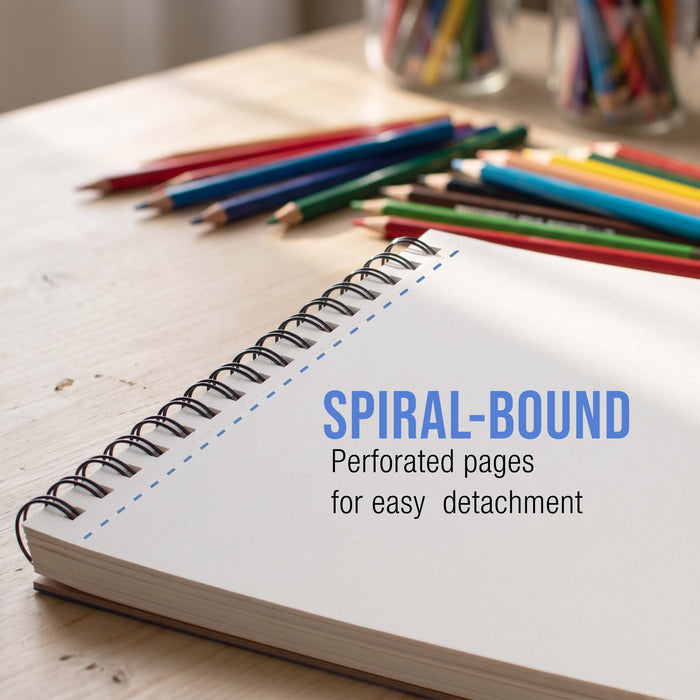 8.5 x 8.5" Mixed Media Sketchbook, 2 Pack (60 Sheets), 98 lb (160 gsm) - Spiral-Bound Pad with Perforated Acid-Free Paper - Artist Sketch Book For Drawing, Painting, Watercolor