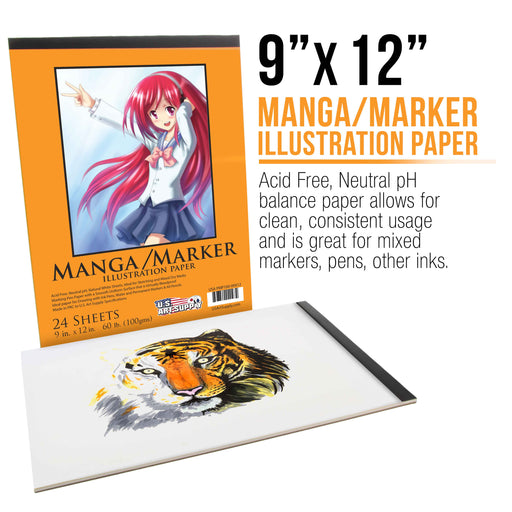 9" x 12" Premium Manga-Marker Paper Pad, 60 Pound (100gsm), Pad of 24-Sheets (Pack of 2 Pads)